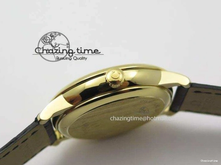 0207 De Ville MK 1:1 Best Edition YG Blue Dial On Black Leather Asian Seagull T1701 (Sec@6) Upgraded 8234